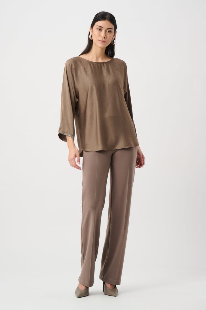 Joseph Ribkoff Classic Wide Leg Pants in Mink available at Barbara Katz