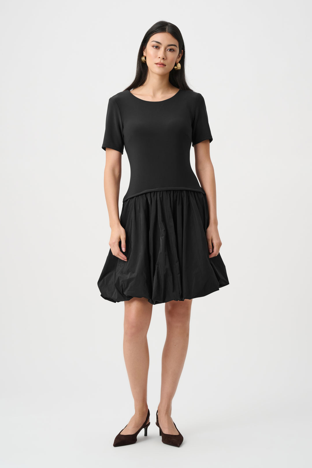 Joseph Ribkoff Silky Knit & Memory Fit And Flare Dress in Black available at Barbara Katz