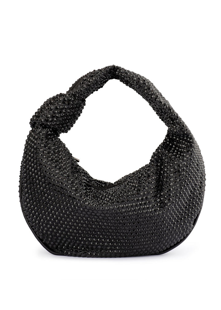 Olga Berg Juliana Crystal Handle Bag in Black available at Barbara Katz