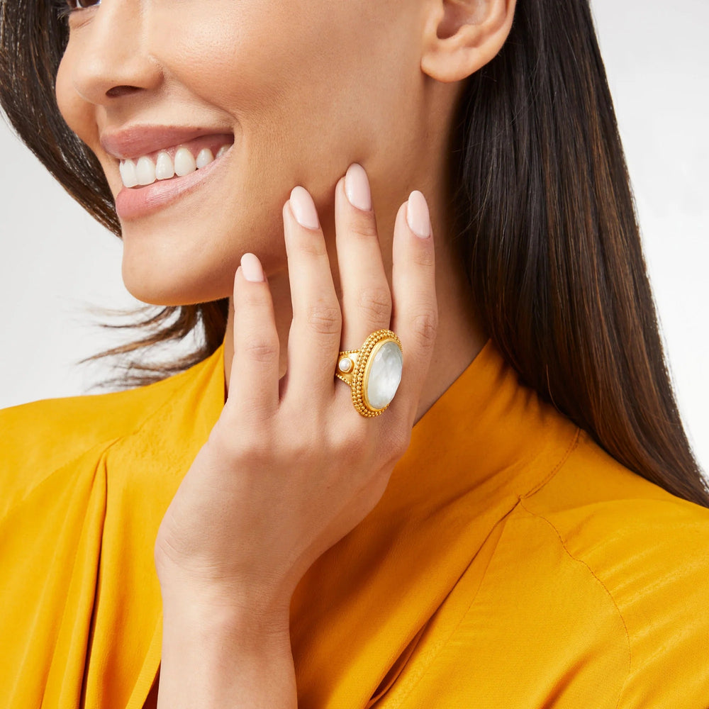 Julie Vos Flora Statement Ring - Iridescent Clear Crystal