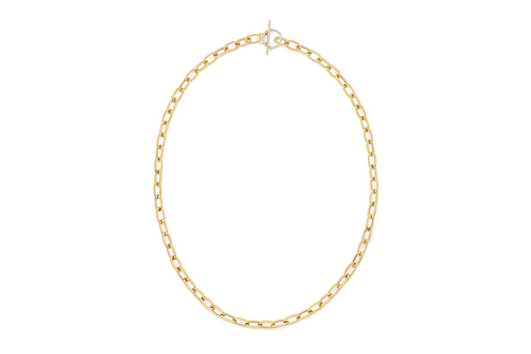 14K Gold Jumbo Link Chain & Diamond Toggle Necklace