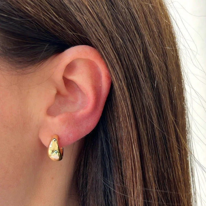 14K Yellow Gold Jumbo Dome Hoop Earrings