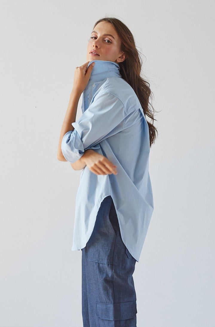 Adroit Atelier Kean Boyfriend Solid Button-Down Shirt - Blue Sky