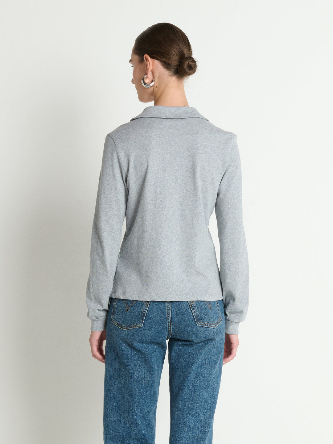 Nation Los Angeles Kimberley Polo Tee in Heather Grey available at Barbara Katz