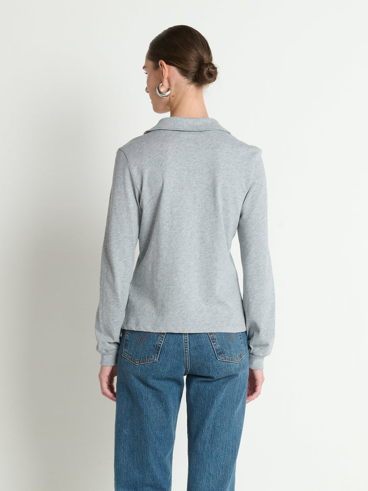Nation Los Angeles Kimberley Polo Tee in Heather Grey available at Barbara Katz