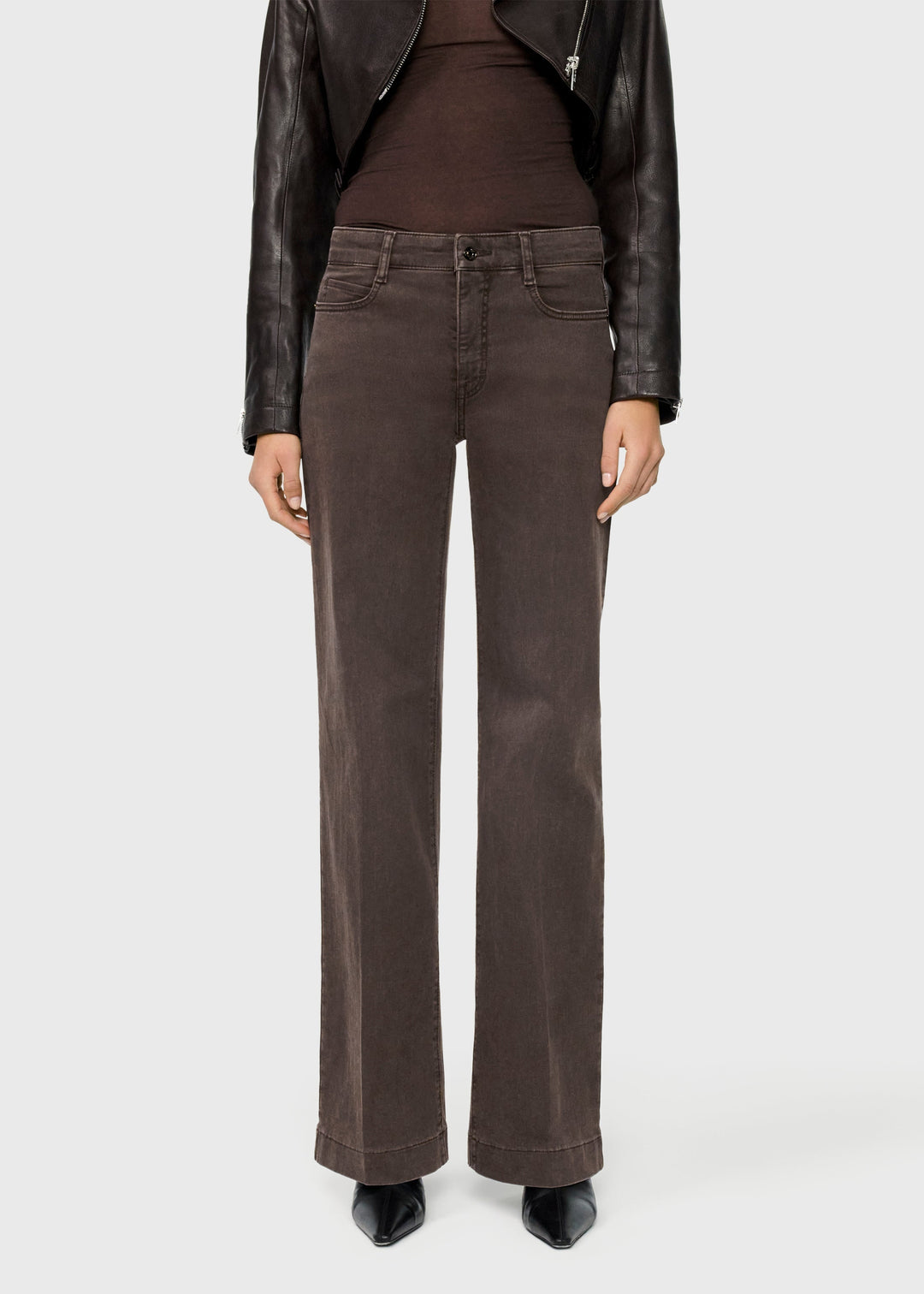 MAC Dream Wide Jeans 30" in Brown Stone Wash available at Barbara Katz