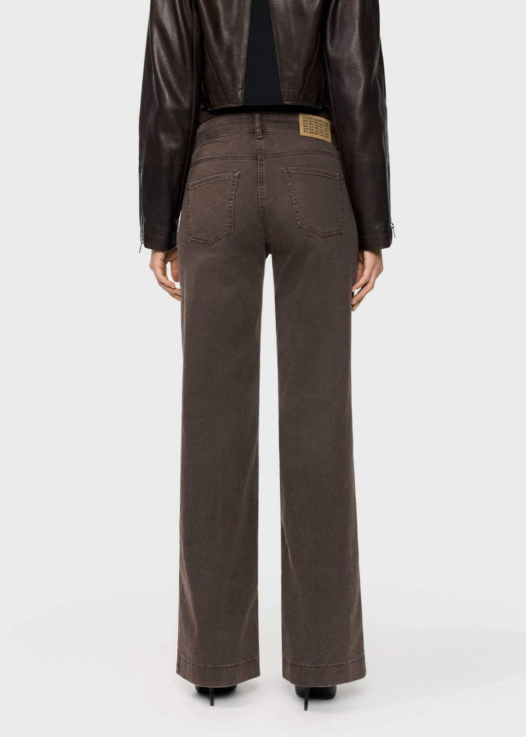 MAC Dream Wide Jeans 30" in Brown Stone Wash available at Barbara Katz