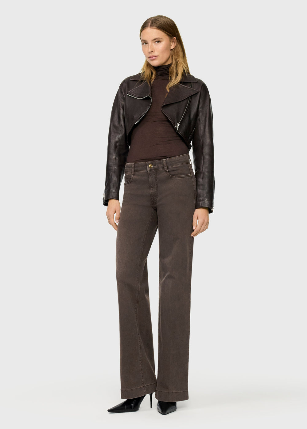 MAC Dream Wide Jeans 30" in Brown Stone Wash available at Barbara Katz