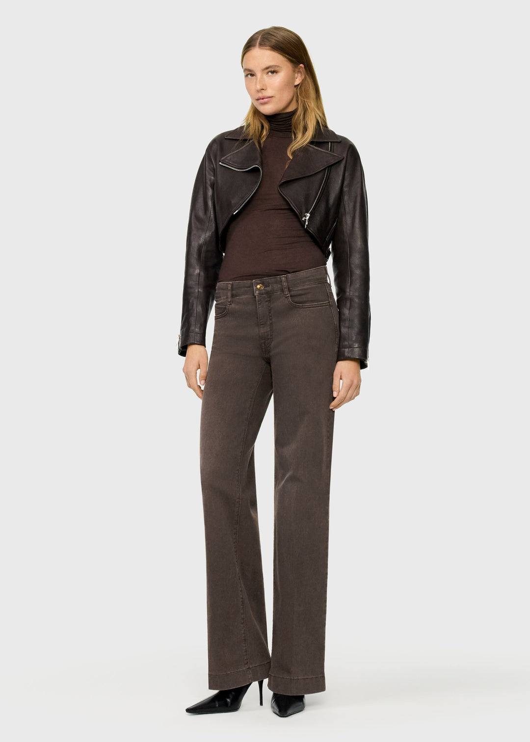 MAC Dream Wide Jeans 30" in Brown Stone Wash available at Barbara Katz