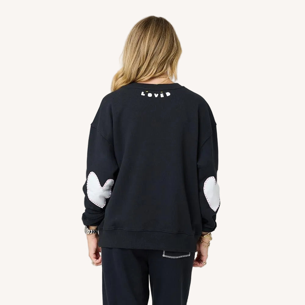 Kerri Rosenthal Ex-Boyfriend Patchwork Sweatshirt in Black available at Barbara Katz