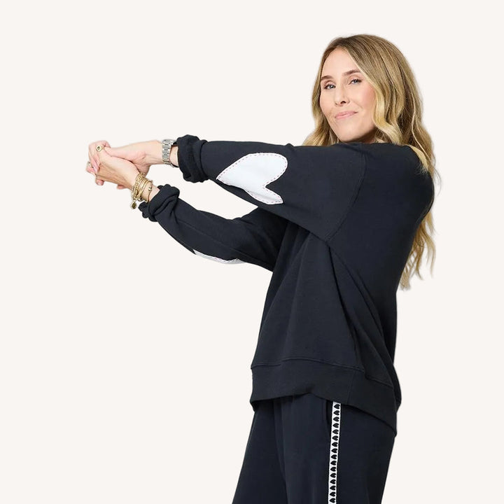 Kerri Rosenthal Ex-Boyfriend Patchwork Sweatshirt in Black available at Barbara Katz