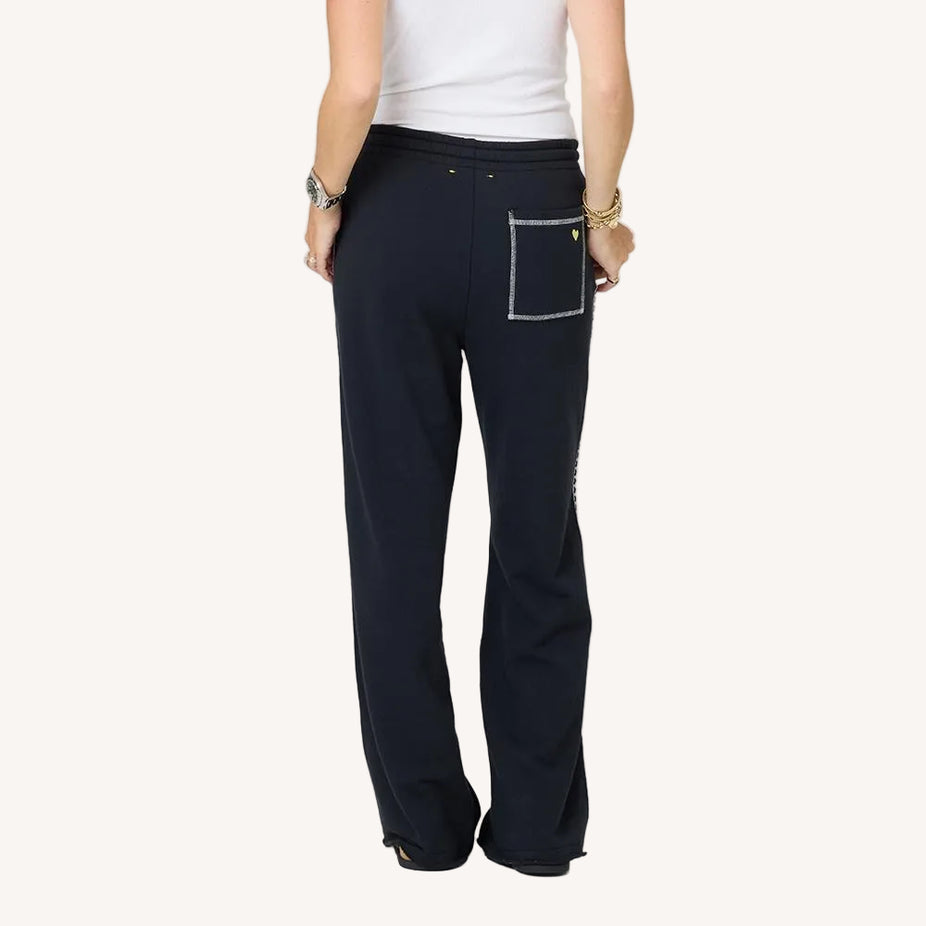 Kerri Rosenthal Weekend Barb Heart Tape Sweatpants in Black available at Barbara Katz