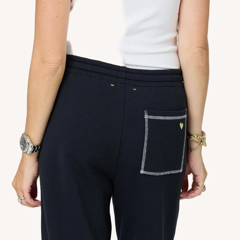 Kerri Rosenthal Weekend Barb Heart Tape Sweatpants in Black available at Barbara Katz