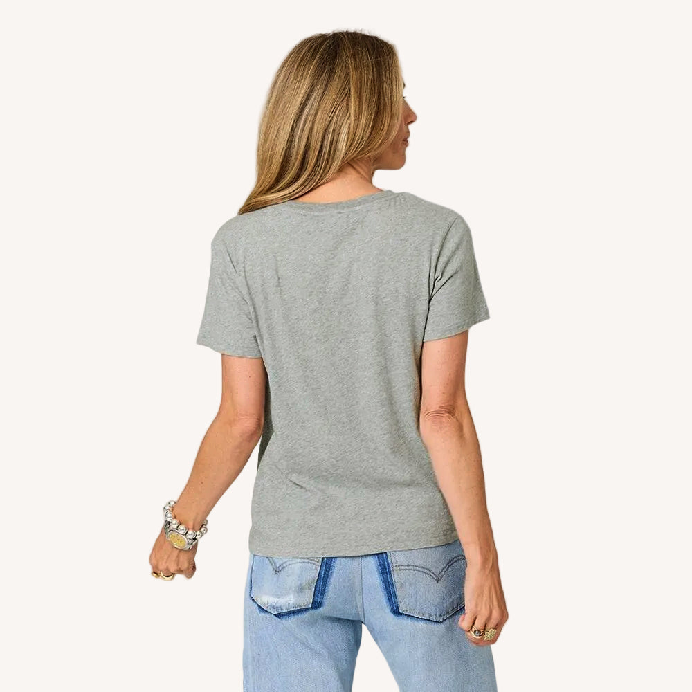 Kerri Rosenthal Suke Imperfect Heart Tee in Heather Gray/Cream available at Barbara Katz