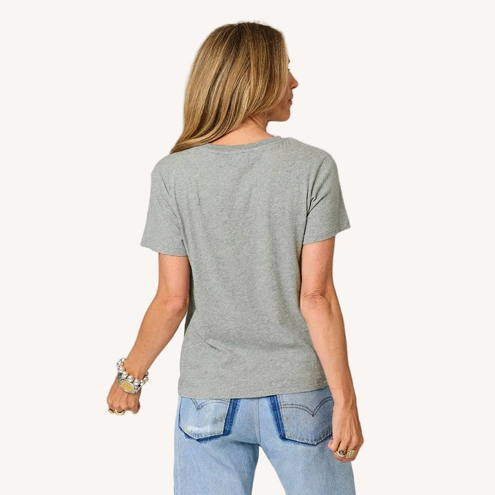 Kerri Rosenthal Suke Imperfect Heart Tee in Heather Gray/Cream available at Barbara Katz
