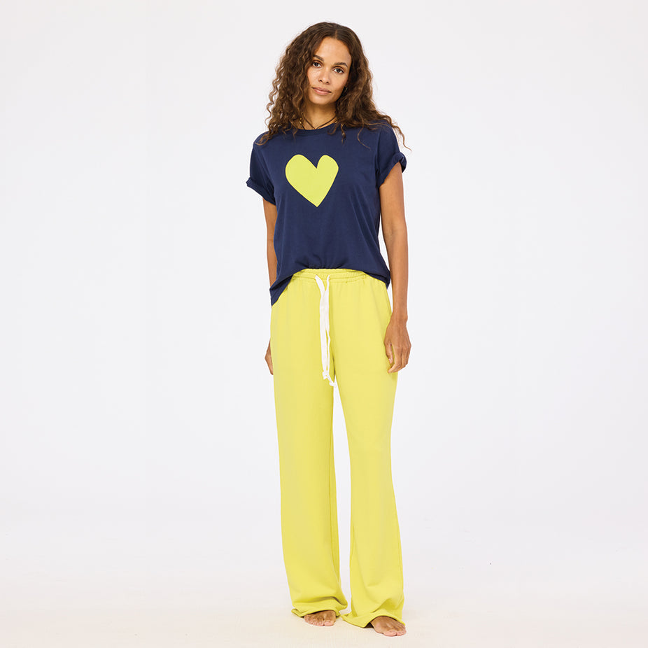 Kerri Rosenthal Suke Imperfect Heart Tee in Indigo Blue/Cactus available at Barbara Katz