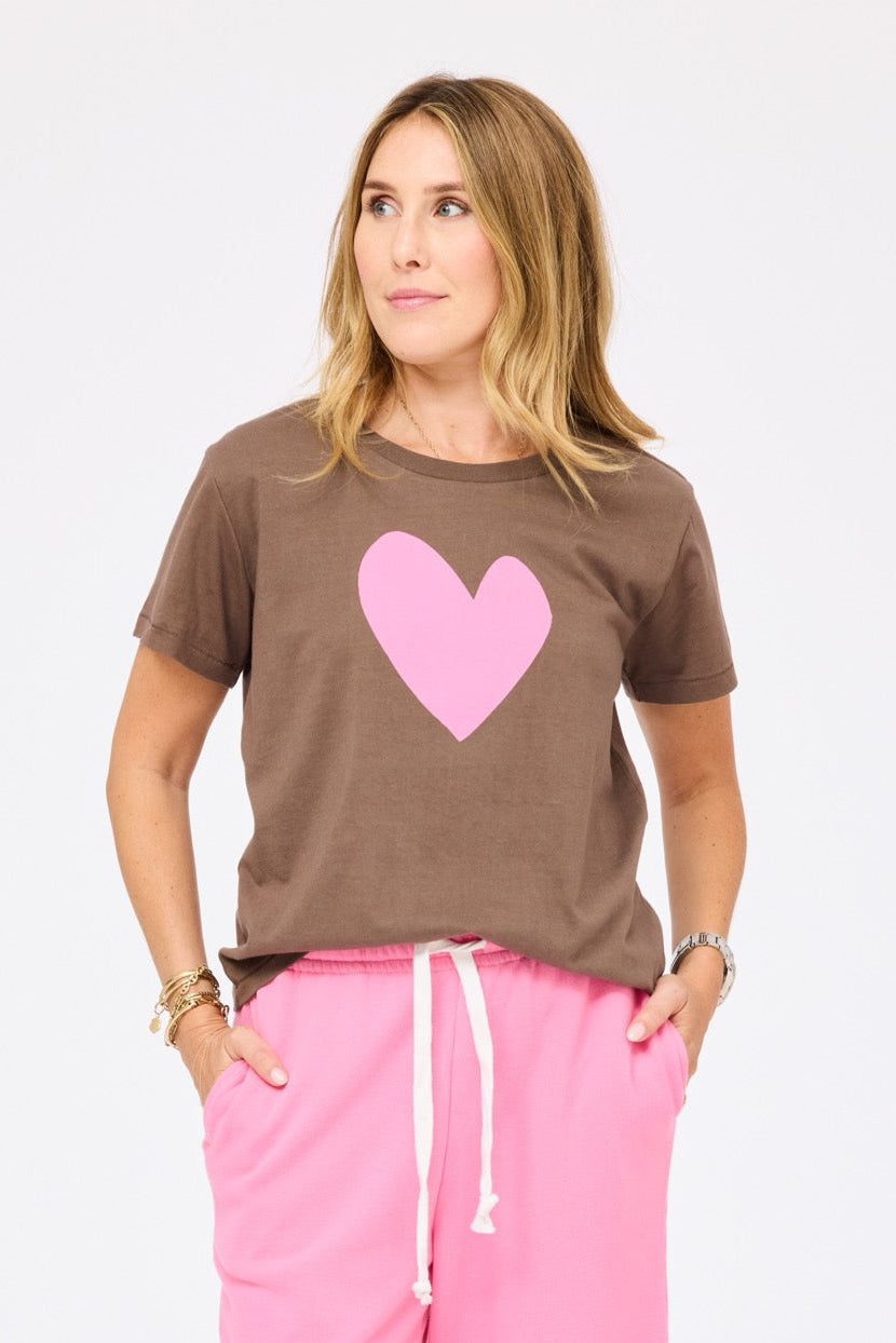 Kerri Rosenthal Suke Imperfect Heart Tee in Caramel Earth/Palm Pink available at Barbara Katz