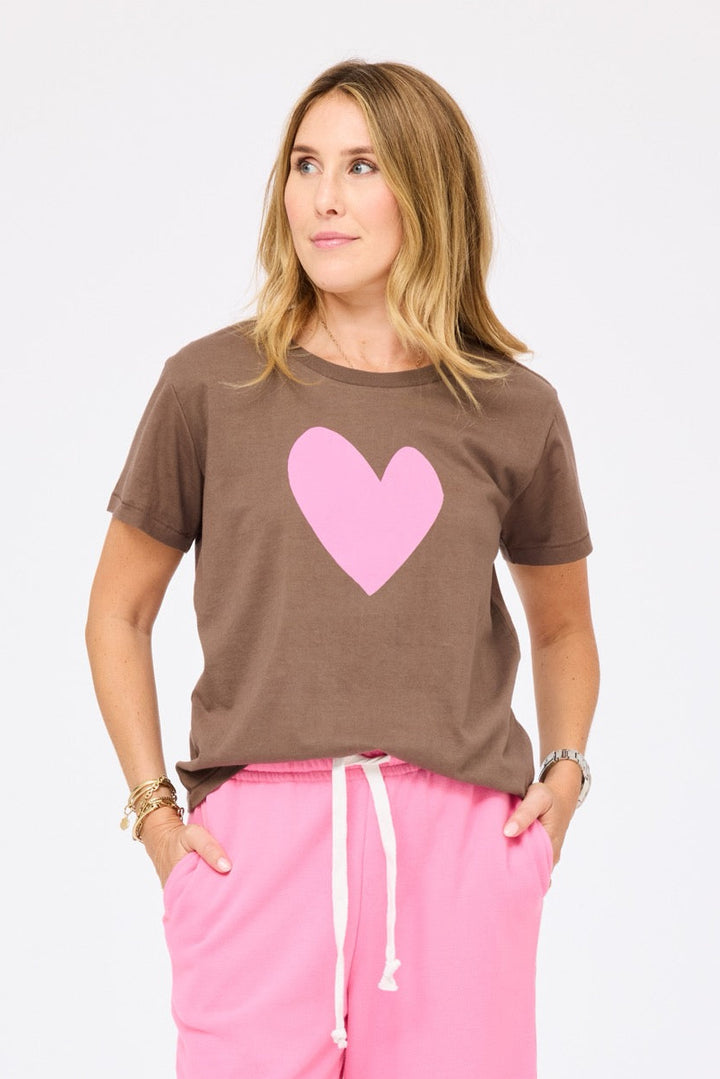 Kerri Rosenthal Suke Imperfect Heart Tee in Caramel Earth/Palm Pink available at Barbara Katz