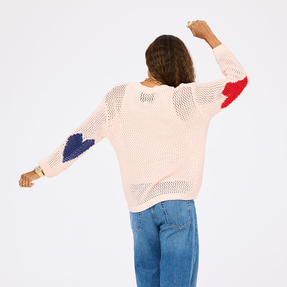 Kerri Rosenthal Catch Open Stitch Sweater in Shell Pink available at Barbara Katz