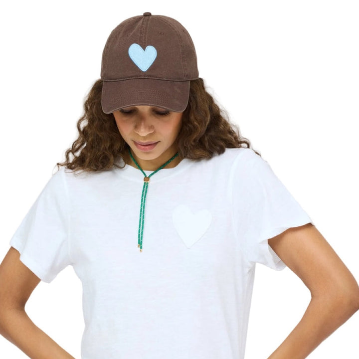 Kerri Rosenthal Imperfect Heart Hat in Cocoa Chambray available at Barbara Katz