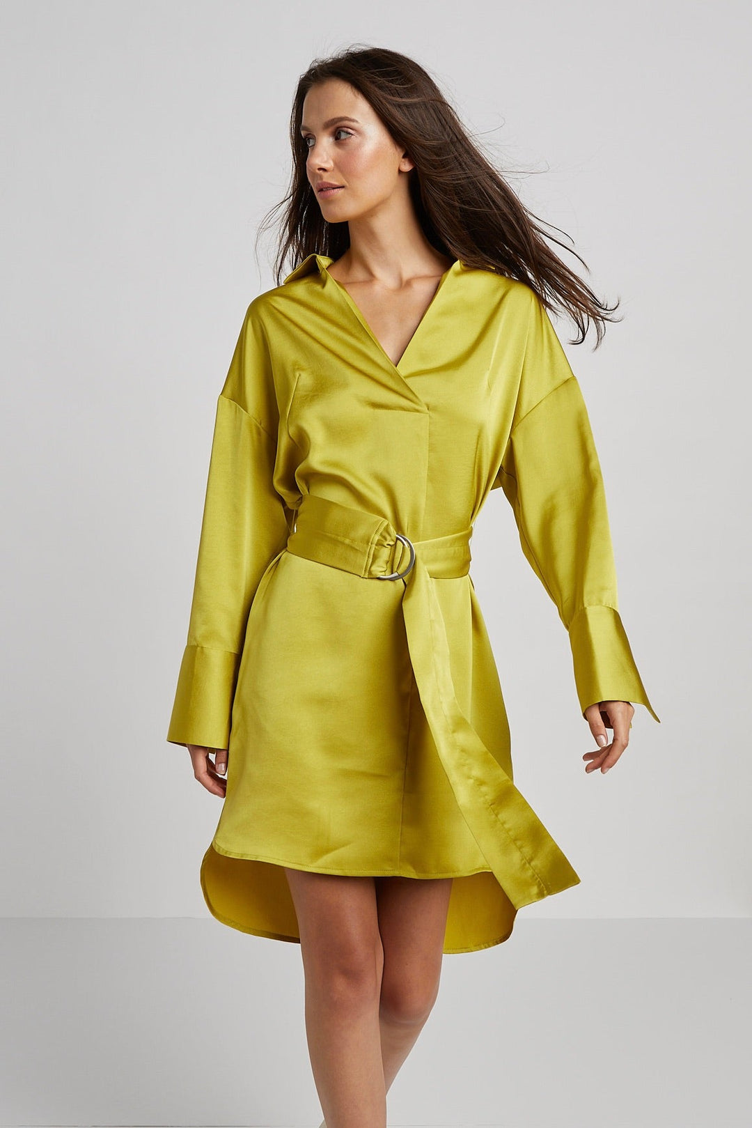 Adroit Atelier Kyoko Pullover Dress in Chartreuse