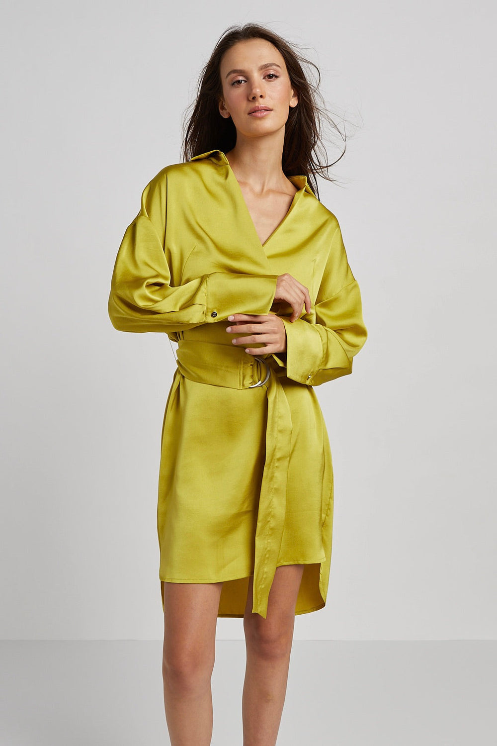 Adroit Atelier's Kyoko Pullover Dress in Chartreuse