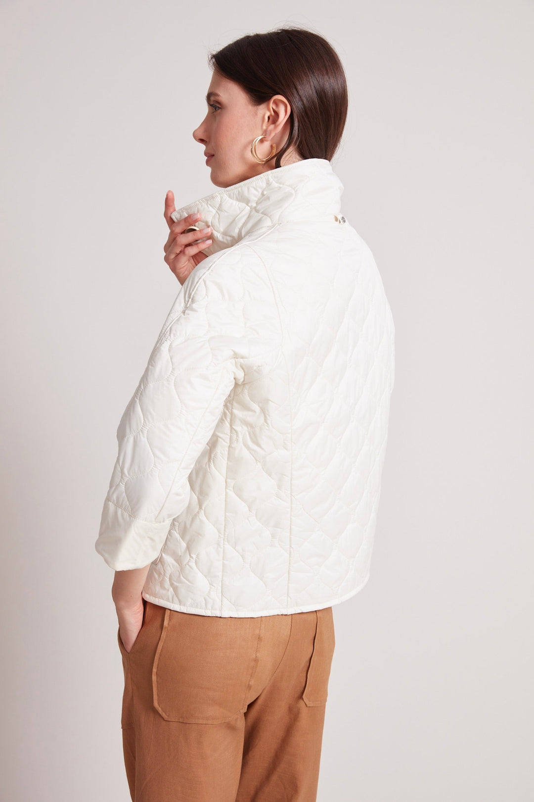 Adroit Atelier Tenley Quilted Wave 3/4 Sleeve Jacket in Pearl available at Barbara Katz