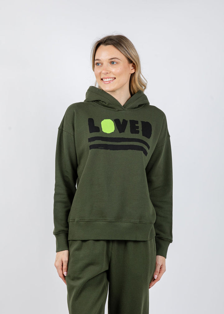 Kerri Rosenthal Boyfriend Loved Hoodie in Pine Green available at Barbara Katz