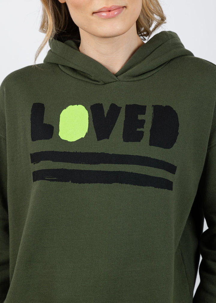 Kerri Rosenthal Boyfriend Loved Hoodie in Pine Green available at Barbara Katz