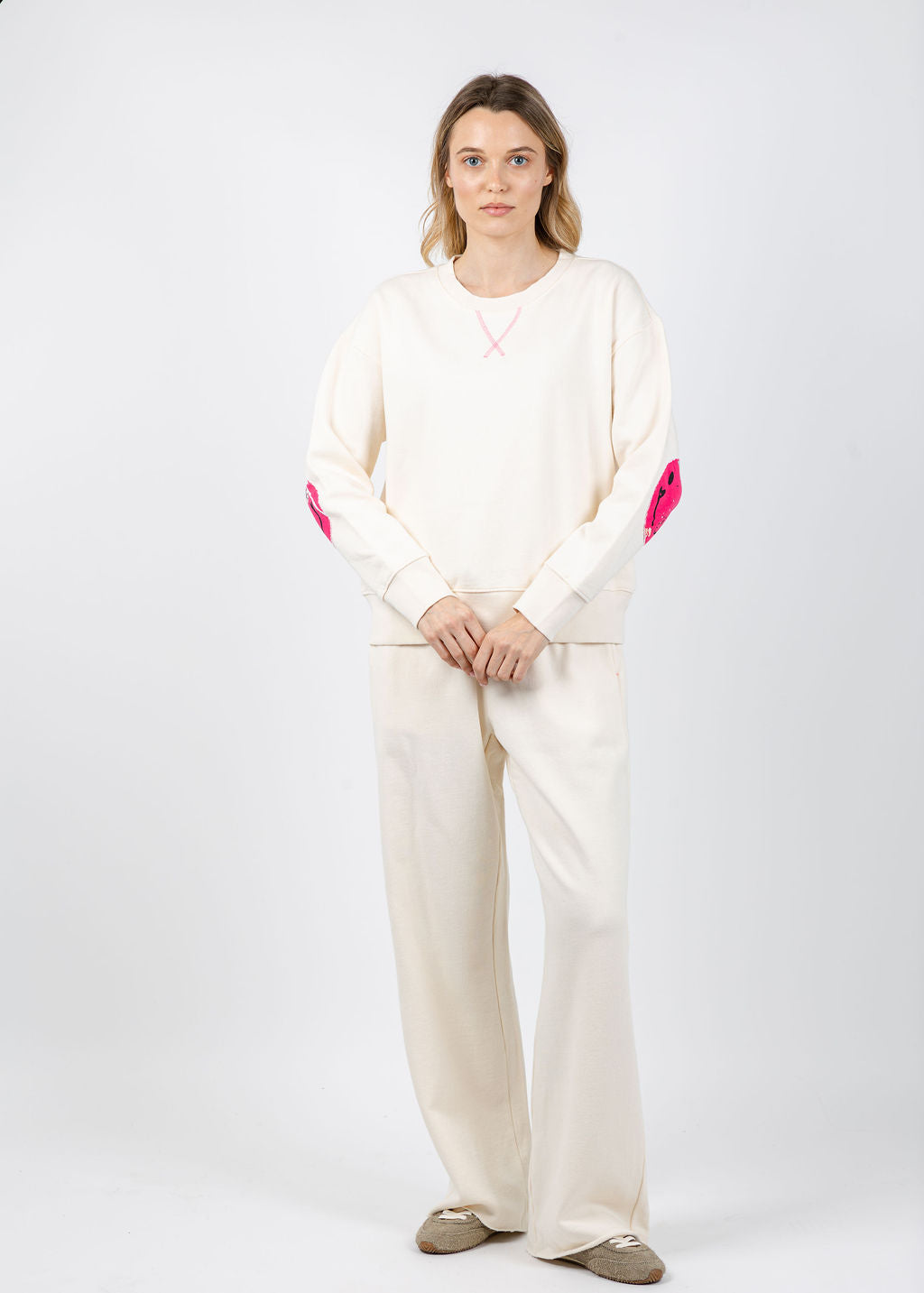 Kerri Rosenthal Ex-Boyfriend Smiley Sweatshirt and Weekend Barb Sweatpants in Canvas available at Barbara Katz