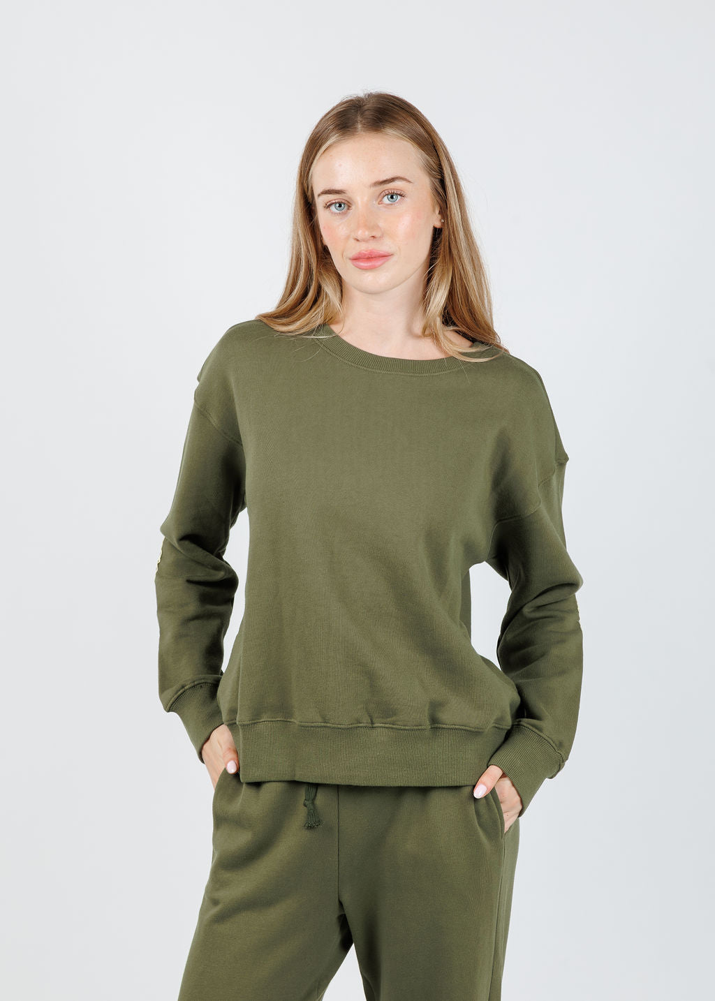 Kerri Rosenthal Ex-Boyfriend Sweatshirt in Army Green available at Barbara Katz