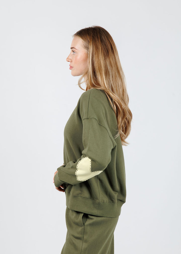 Kerri Rosenthal Ex-Boyfriend Sweatshirt in Army Green available at Barbara Katz