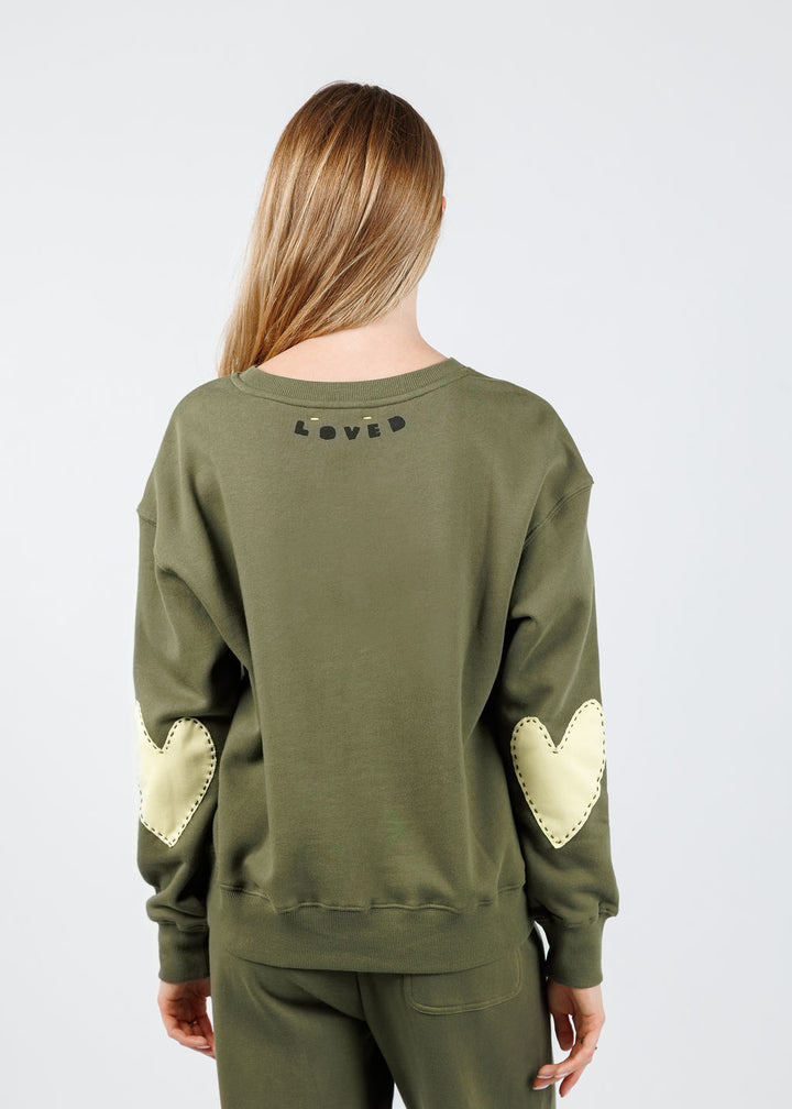 Kerri Rosenthal Ex-Boyfriend Sweatshirt in Army Green available at Barbara Katz