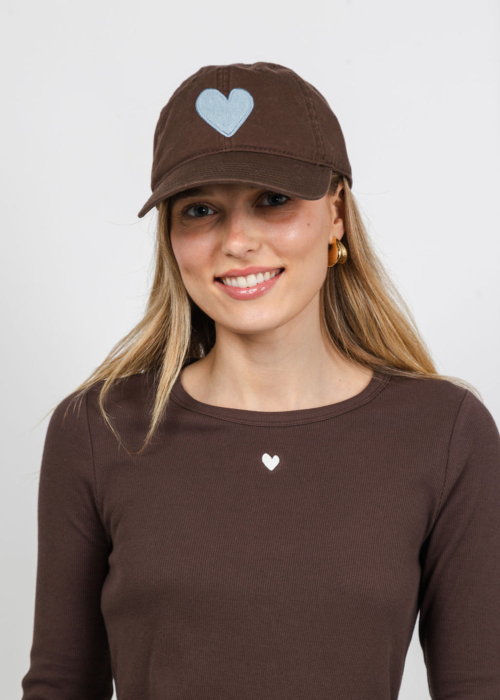 Kerri Rosenthal Imperfect Heart Hat in Cocoa Chambray available at Barbara Katz