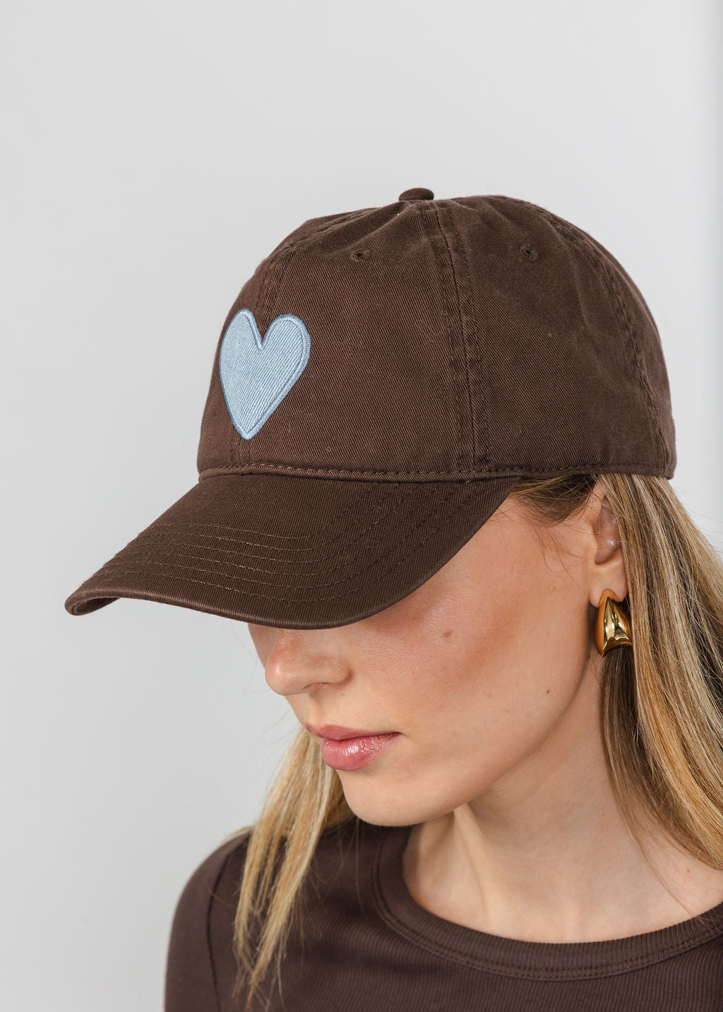 Kerri Rosenthal Imperfect Heart Hat in Cocoa Chambray available at Barbara Katz
