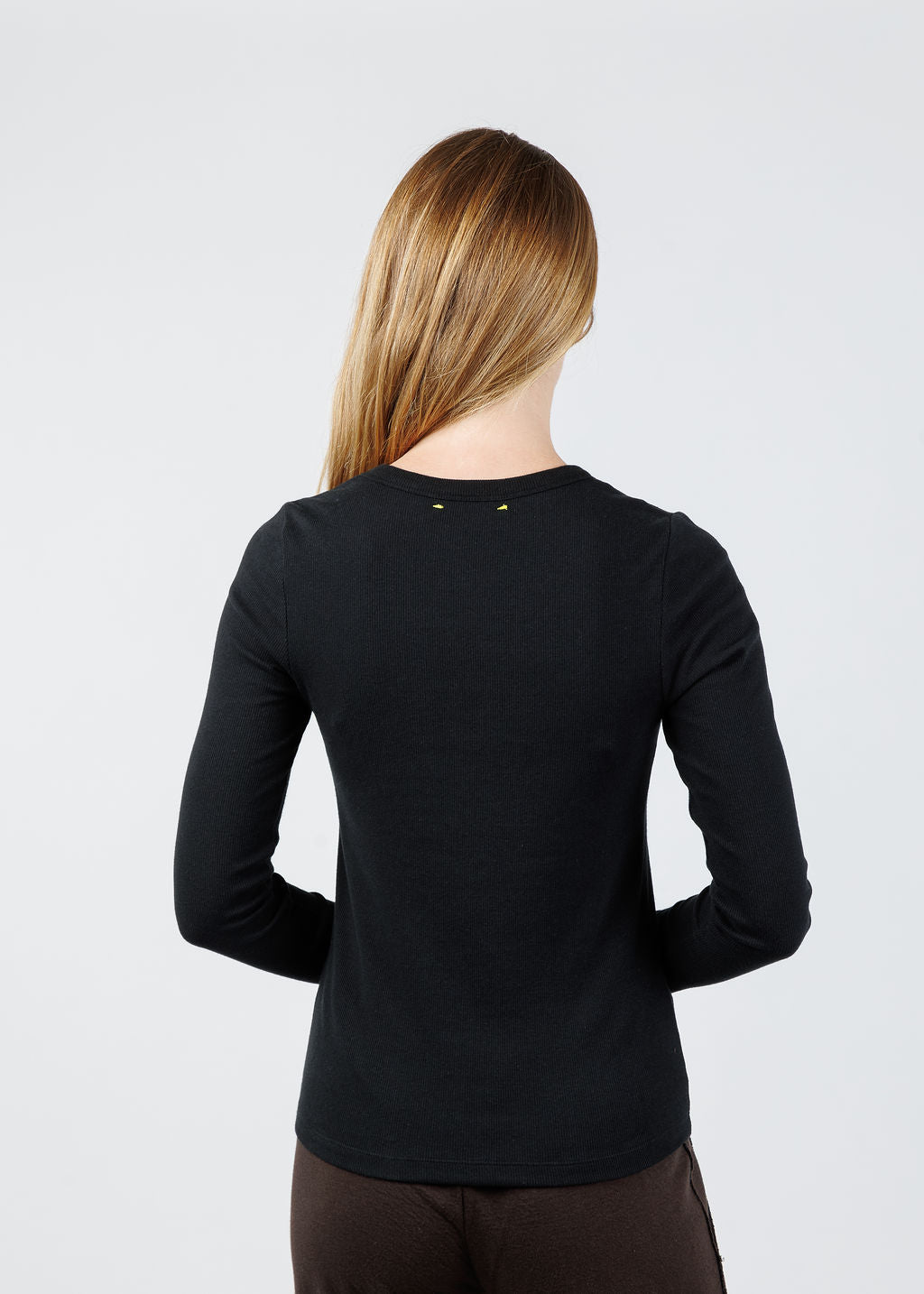 Kerri Rosenthal KR Long Sleeve Rib Tee in Black available at Barbara Katz
