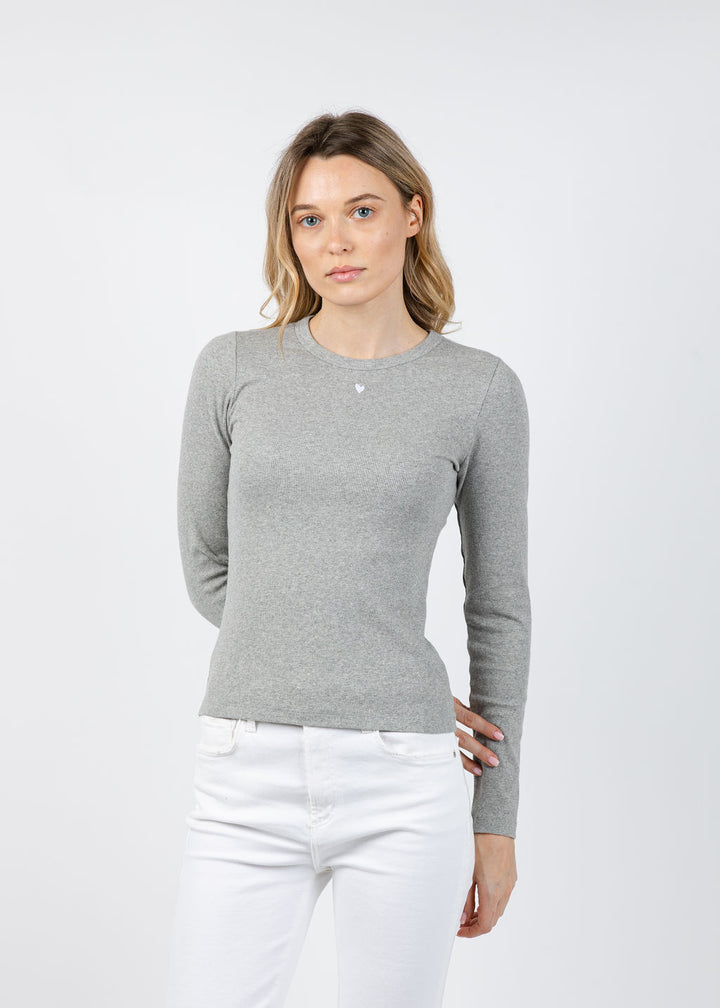 Kerri Rosenthal KR Long Sleeve Rib Tee in Heather Gray available at Barbara Katz