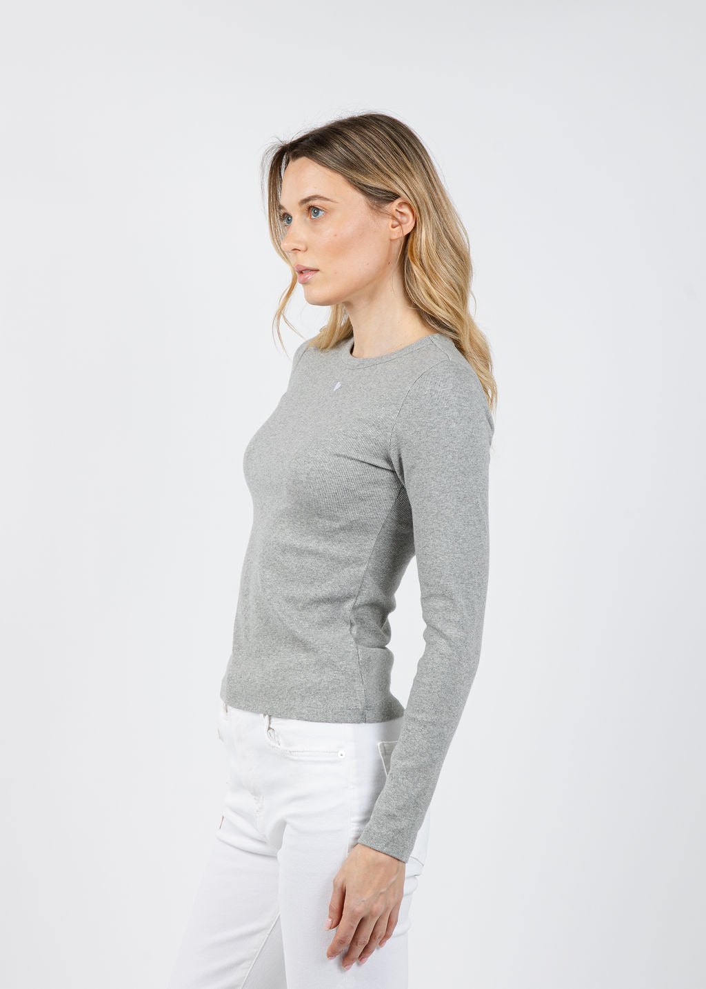 Kerri Rosenthal KR Long Sleeve Rib Tee in Heather Gray available at Barbara Katz