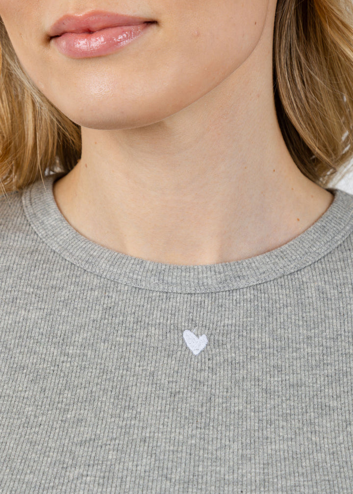 Kerri Rosenthal KR Long Sleeve Rib Tee in Heather Gray available at Barbara Katz