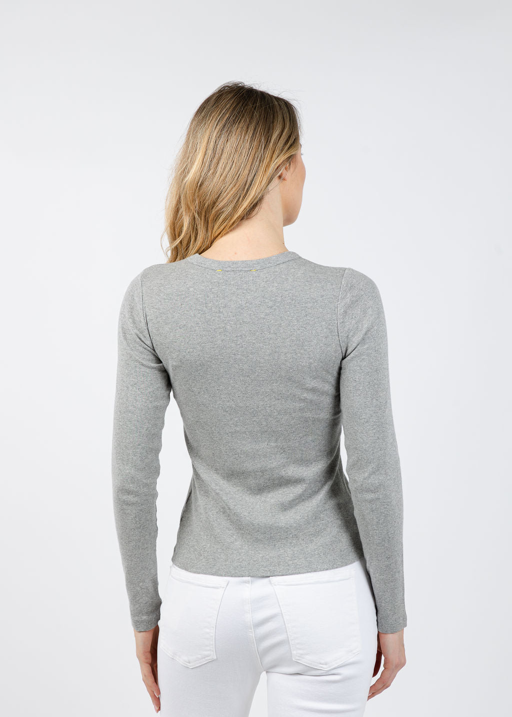 Kerri Rosenthal KR Long Sleeve Rib Tee in Heather Gray available at Barbara Katz