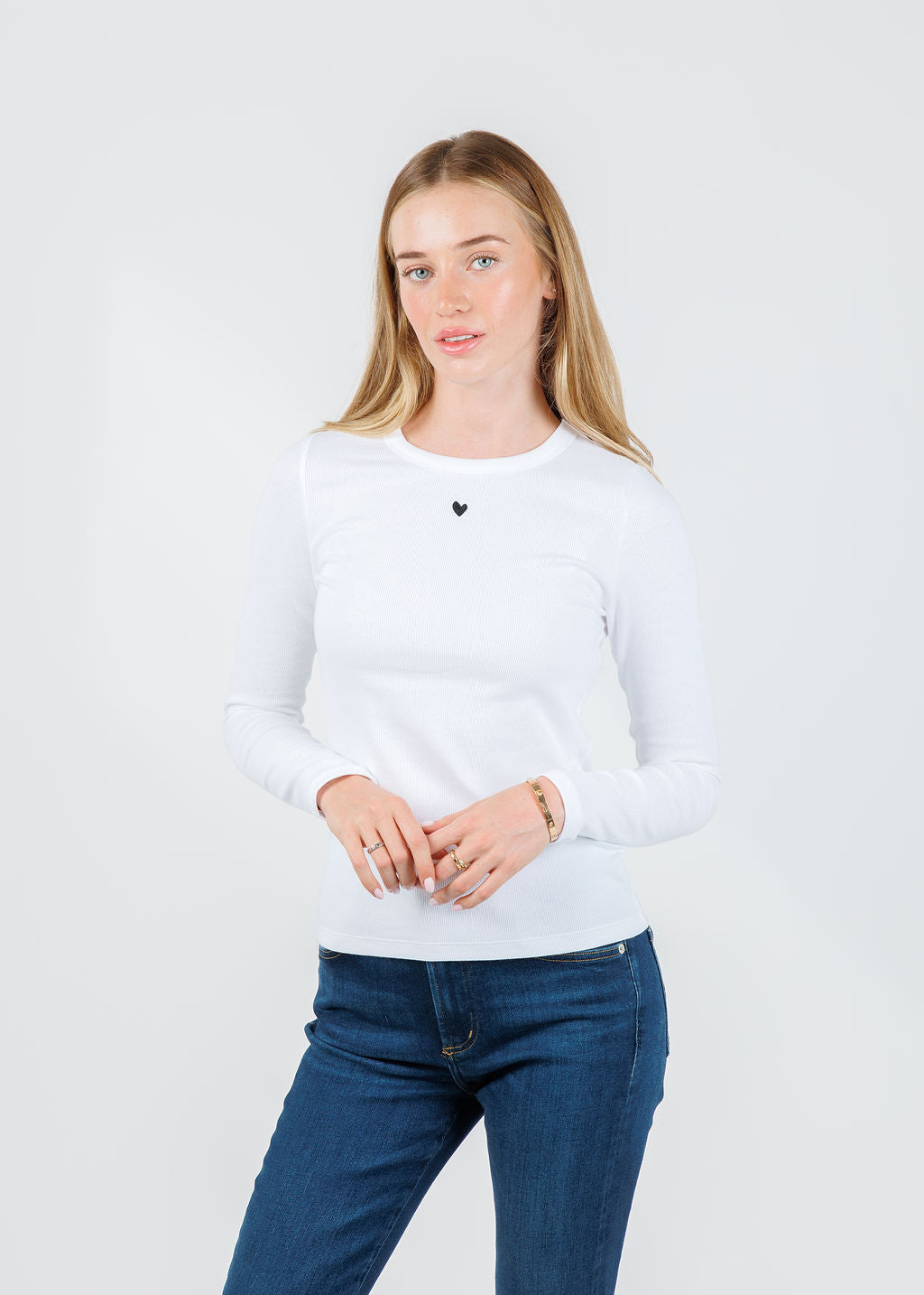 Kerri Rosenthal KR Long Sleeve Rib Tee in White available at Barbara Katz