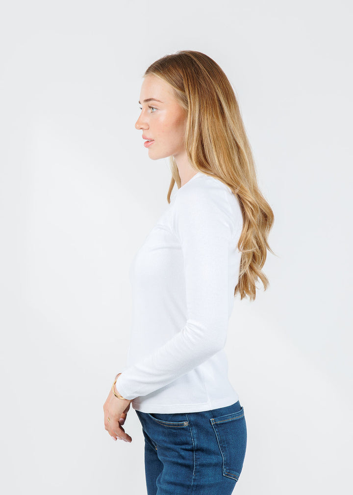 Kerri Rosenthal KR Long Sleeve Rib Tee in White available at Barbara Katz