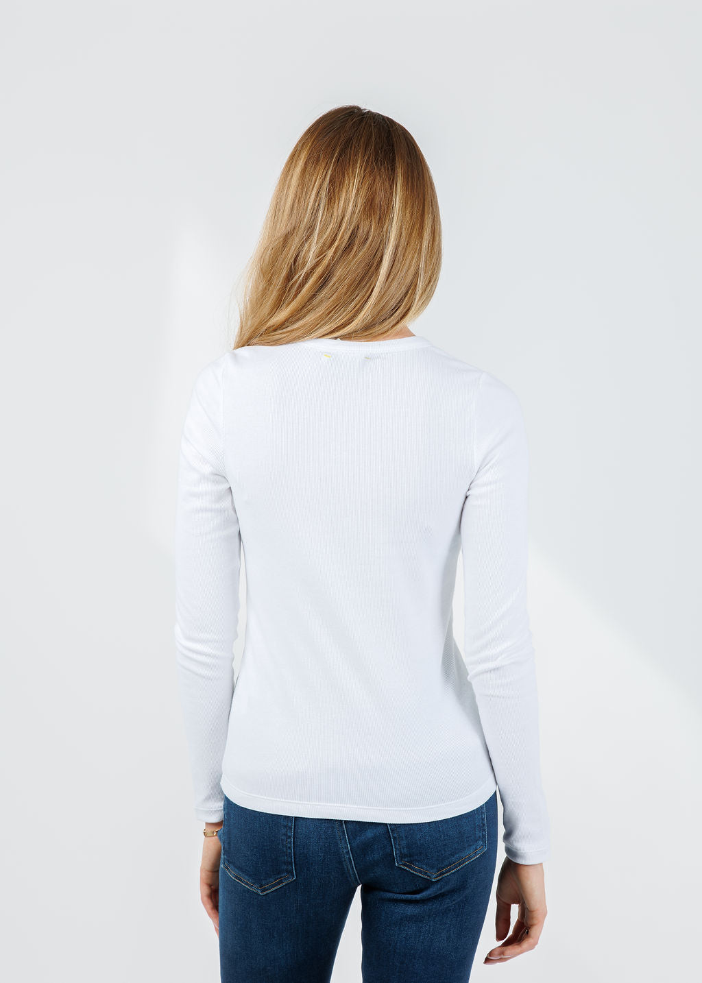 Kerri Rosenthal KR Long Sleeve Rib Tee in White available at Barbara Katz