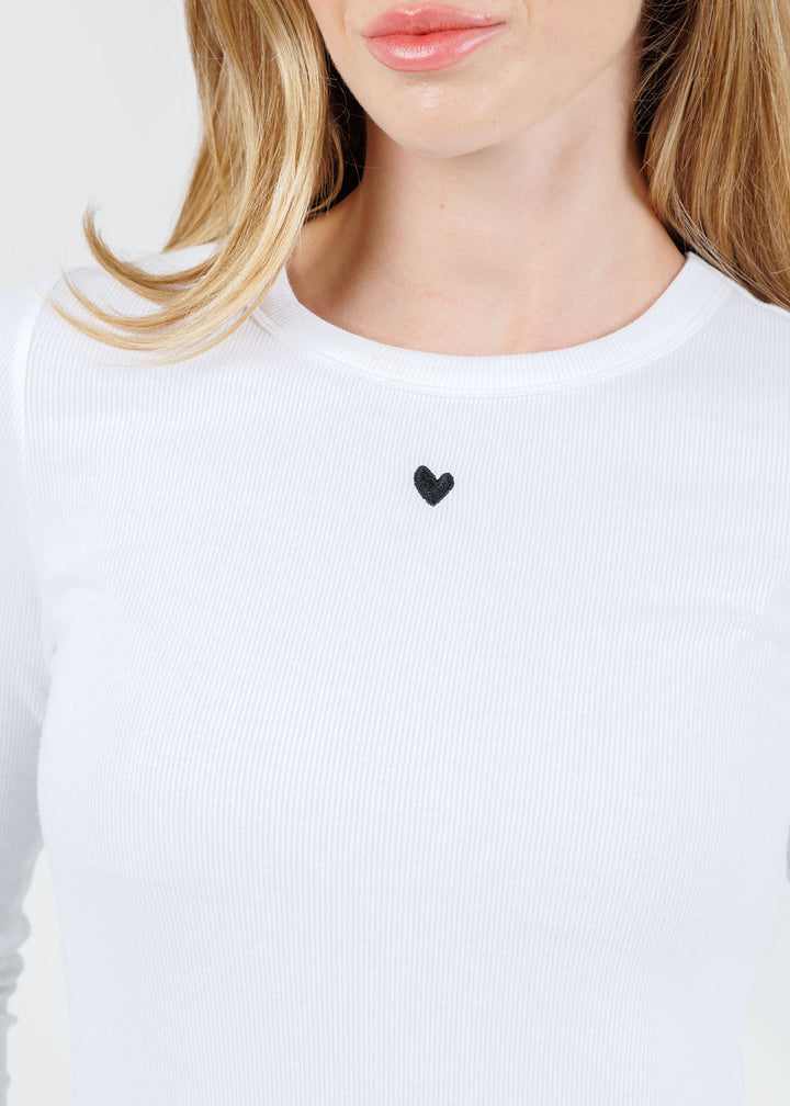 Kerri Rosenthal KR Long Sleeve Rib Tee in White available at Barbara Katz
