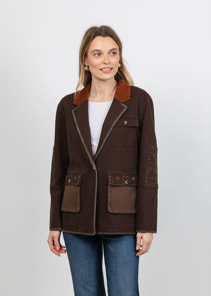 Kerri Rosenthal Love Brigade Barn Blazer in Brown available at Barbara Katz
