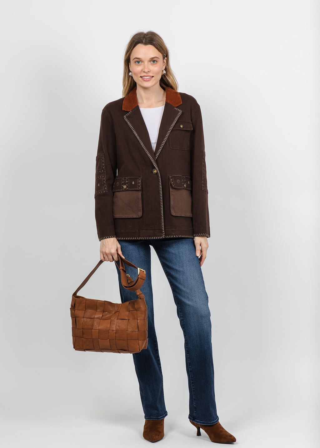 Kerri Rosenthal Love Brigade Barn Blazer in Brown available at Barbara Katz