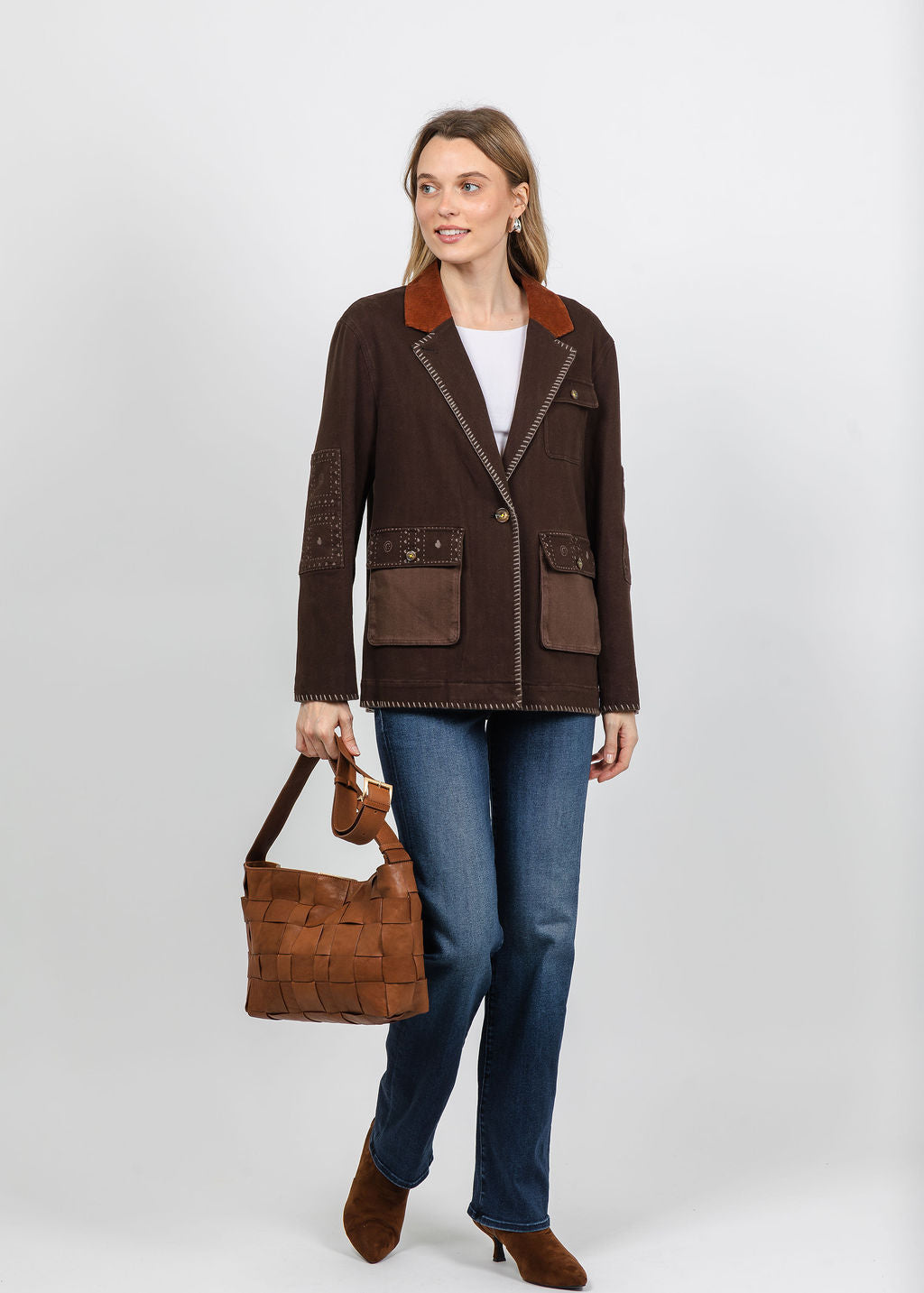 Kerri Rosenthal Love Brigade Barn Blazer in Brown available at Barbara Katz