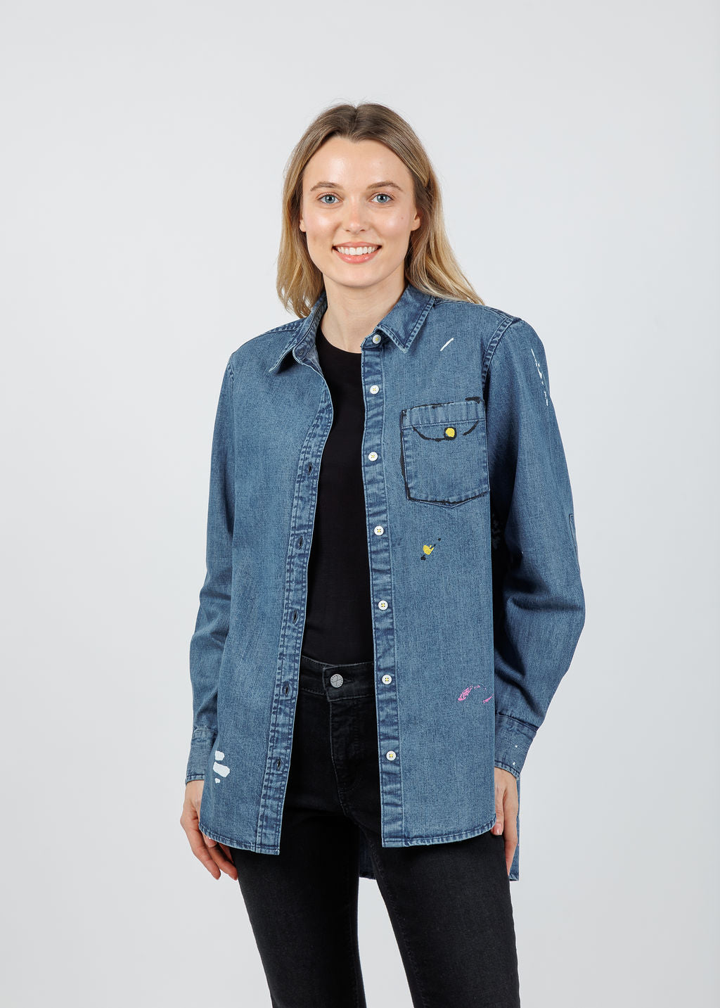 Kerri Rosenthal Mia Studio Shirt in True Denim available at Barbara Katz
