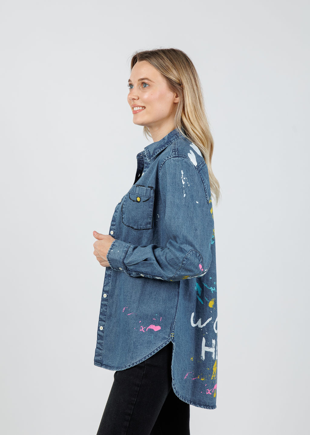 Kerri Rosenthal Mia Studio Shirt in True Denim available at Barbara Katz