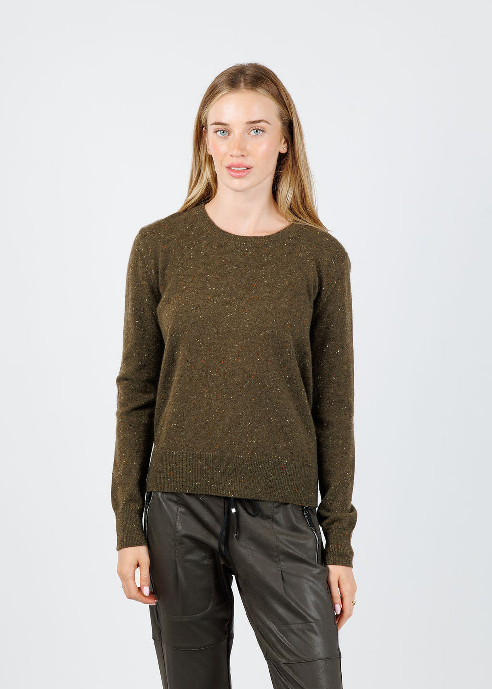 Kerri Rosenthal Patchwork Pullover Sweater in Army Green available at Barbara Katz